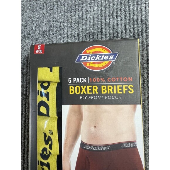 Dickies Boxer Briefs Size Small 5 Pack 100% Cotton Fly Pouch Black Underwear NEW - Picture 4 of 7